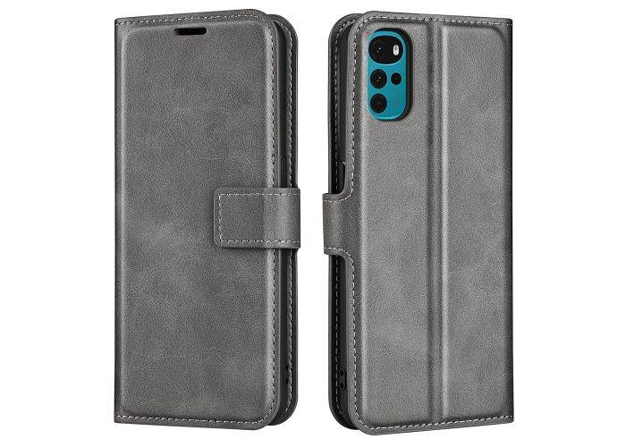Motorola G22 - Classic læder cover / pung - Grå
