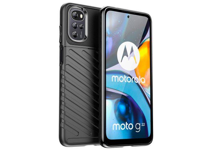 Motorola Moto G22 - Gummi cover - Børstet design - Sort