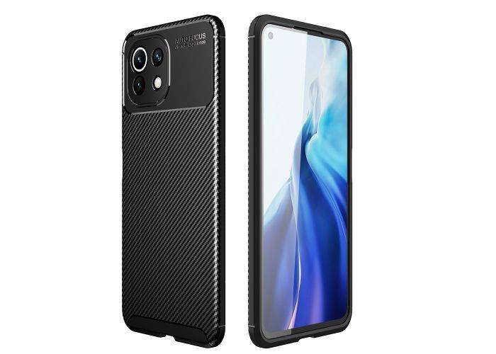 Xiaomi Mi 11 Lite 4G/5G - Gummi cover - Børstet Design - Sort