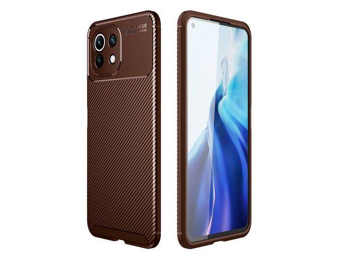 Xiaomi Mi 11 Lite 4G/5G - Gummi cover - Børstet Design - Brun