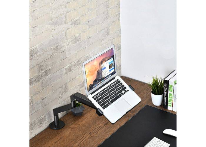 WERGON - Felix - Desktop holder med Gasfjeder til monitor skærm op til 32" / Laptop 11-17" - Mørkegrå