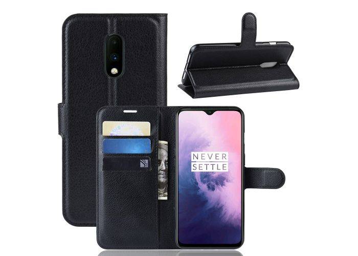 OnePlus 7 - Læder cover / pung - Sort