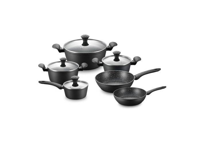 Royalty Line støbt alu non-stick Grydesæt i 10 dele - Alle typer komfur - Sort