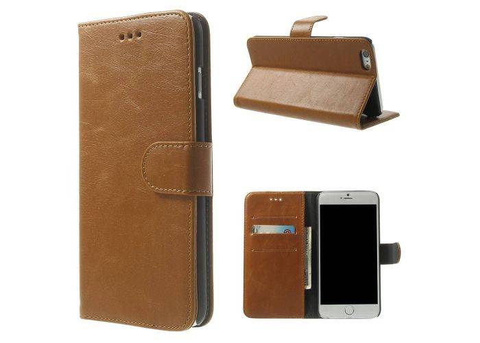 iPhone 6s Plus / 6 Plus - Retro læder cover / pung - Brun