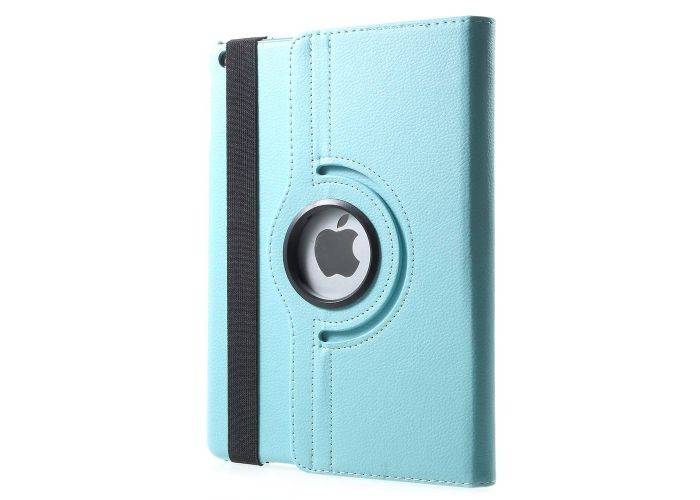 iPad Air 2 - 360 gr Roterende Læder Flip Cover - Lyseblå