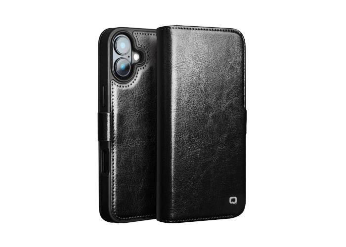 iPhone 16 - QIALINO Classic Slim ægte læder cover - Sort