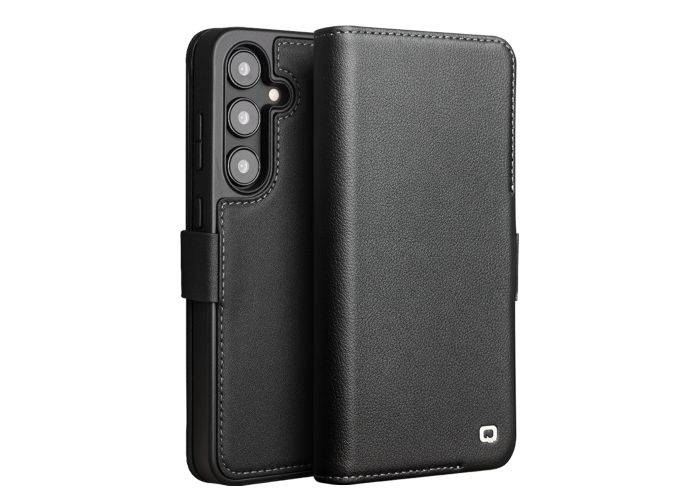 Samsung Galaxy S24 - QIALINO slim Classic ægte læder cover - Sort
