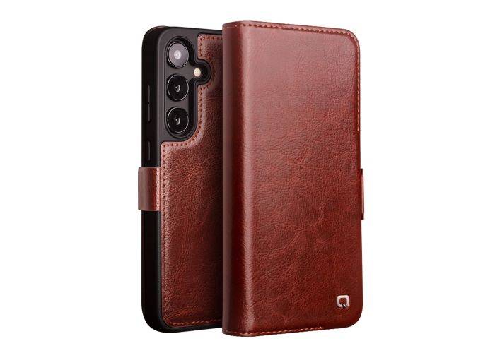 Samsung Galaxy S24 Plus - QIALINO Classic Slim ægte læder cover - Mørk brun