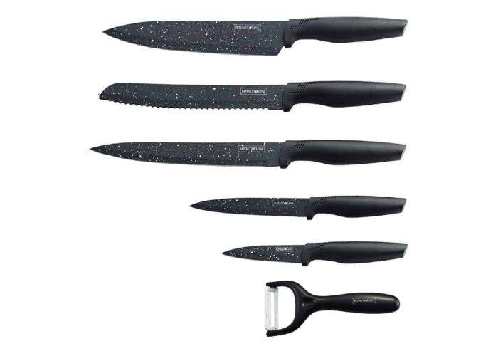 Royalty Line Knivsæt i 6 dele - Non-Stick marmor belægning - Sort