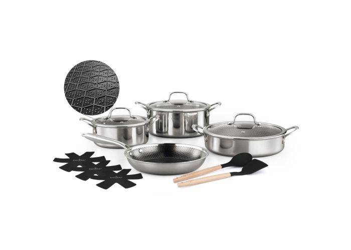 Swiss Haus grydesæt i rustfrit stål i 12 dele - Alle typer kogeplader - Z. Glacier Collection