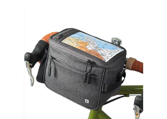RHINOWALK - Cykeltaske til styret med gennmsigte lomme - 21 x 12 x 17cm - Med skulderrem