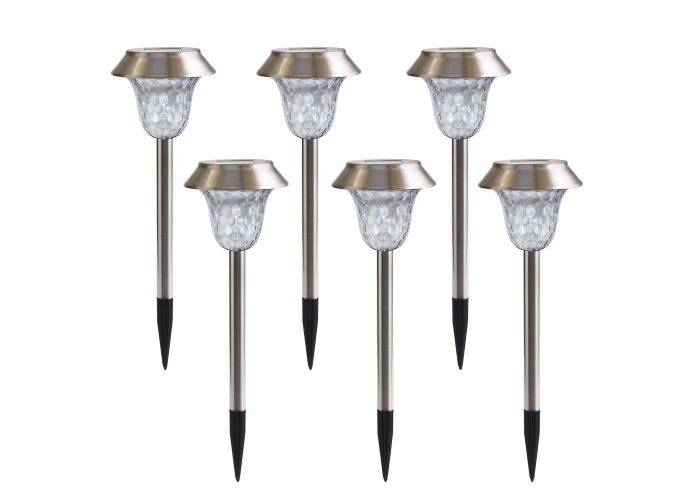 Steel vandtætte Solcellelamper i rustfrit stål - Sæt med 6 stk.
