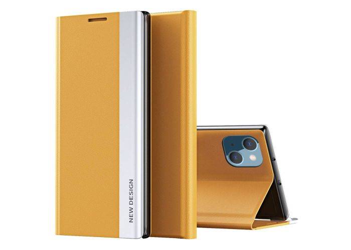 iPhone 14 - Slim læder flip cover - Gul
