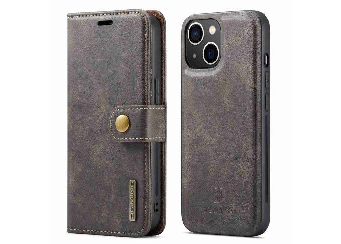 iPhone 14 Plus - DG MING 2-i-1 ægte læder cover - Aftagelig holder - Rød