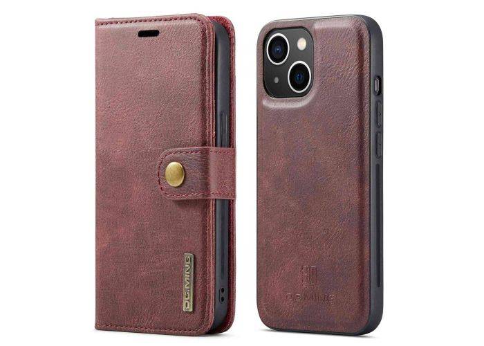 iPhone 14 Plus - DG MING 2-i-1 ægte læder cover - Aftagelig holder - Grå