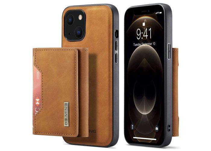 iPhone 14 Plus - DG.MING M2 læder bagcover m/ aftagelig kortholder - Brun