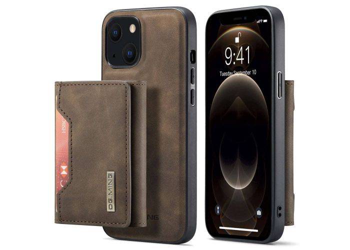 iPhone 14 Plus - DG.MING M2 læder bagcover m/ aftagelig kortholder - Kaffe