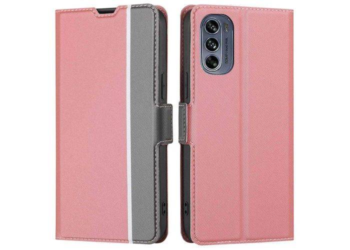 Motorola Moto G62 5G - TWILL cover med kortholdere - Pink