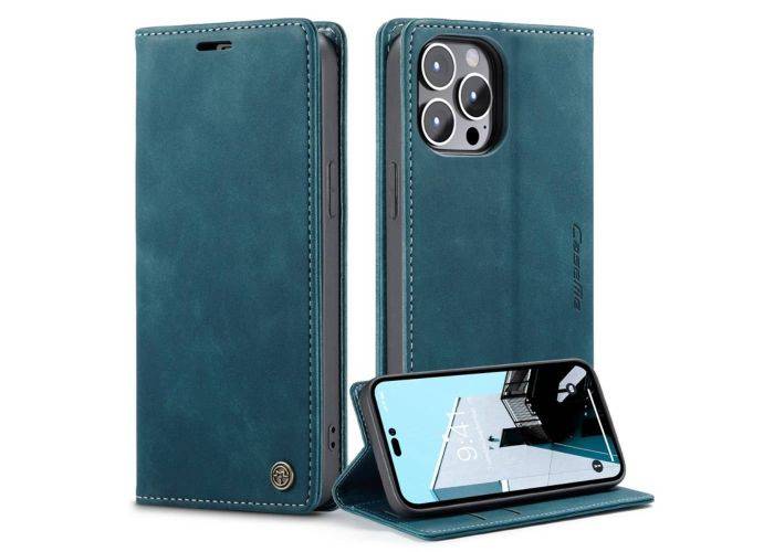 iPhone 14 Pro - CASEME Retro læder cover - Blå