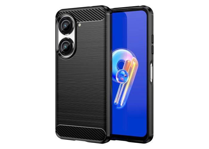 Asus Zenfone 9 5G - Gummi cover - Børstet design - Sort