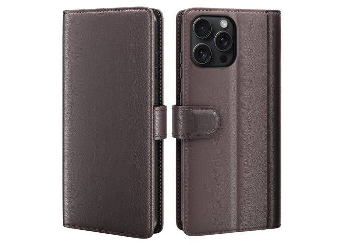 iPhone 16 Pro - Ægte læder cover / pung - Brun