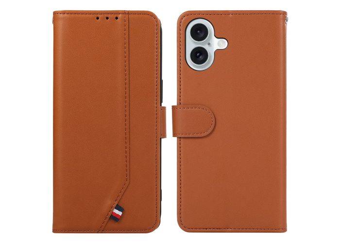 iPhone 16 - RFID læder cover / pung - Brun