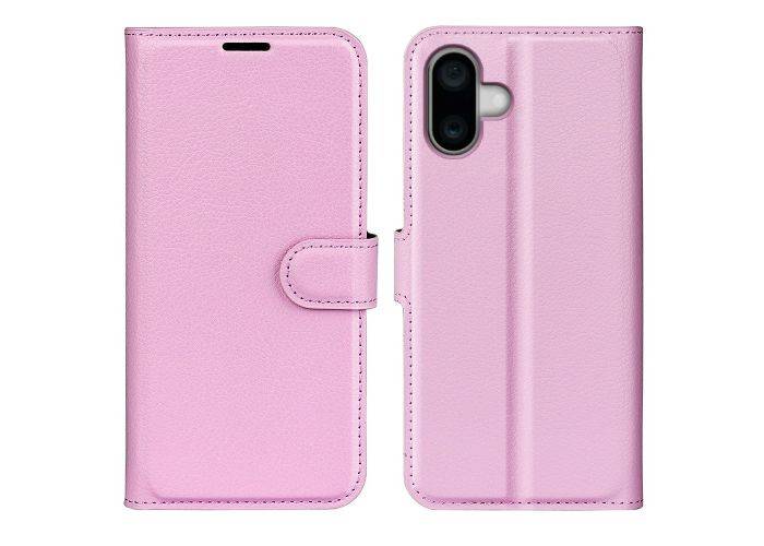 iPhone 16 - Læder cover / pung - Pink