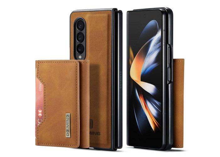 Samsung Galaxy Z Fold4 5G - DG.MING M2 læder bagcover m/ aftagelig kortholder - Brun