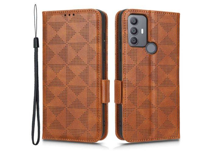 TCL 30 SE/30E / 305/306 - Triangle læder cover med aftagelig strop - Brun