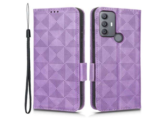 TCL 30 SE/30E / 305/306 - Triangle læder cover med aftagelig strop - Lilla