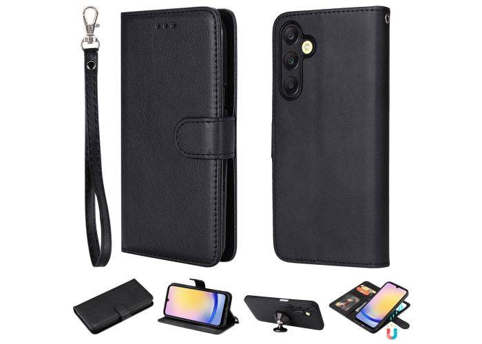 Samsung Galaxy A25 5G - KT3 series 2-i-1 læder cover - Aftagelig holder - Sort