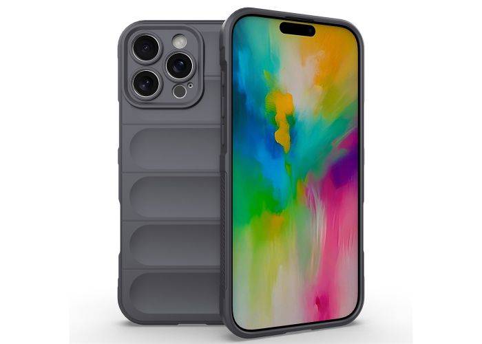 iPhone 16 Pro - Wave gummi cover - Mørkegrå