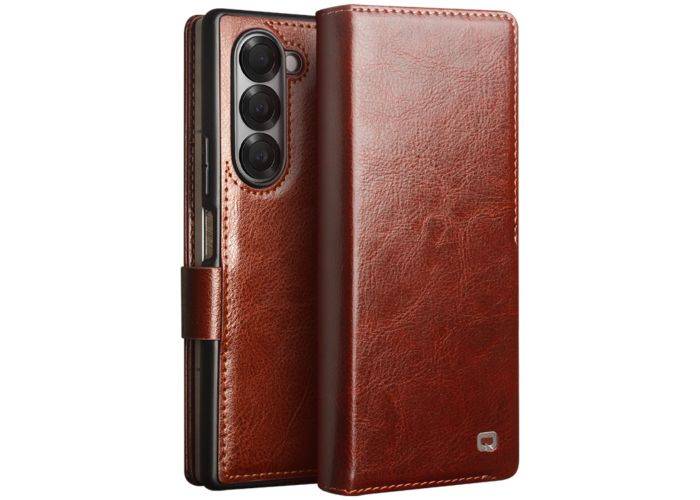 Samsung Galaxy Z Fold6 5G - QIALINO Classic Slim ægte læder cover - Brun