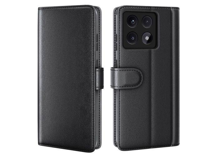 Xiaomi 14T Pro - Ægte læder cover / pung - Sort