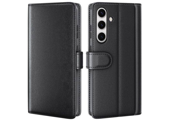 Samsung Galaxy S24 FE - Ægte læder cover / pung - Sort