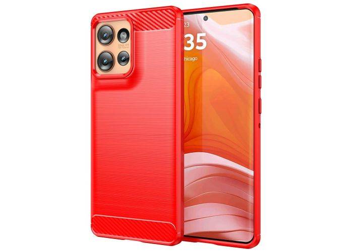 Motorola Edge 50 5G - Gummi cover - Børstet design - Rød