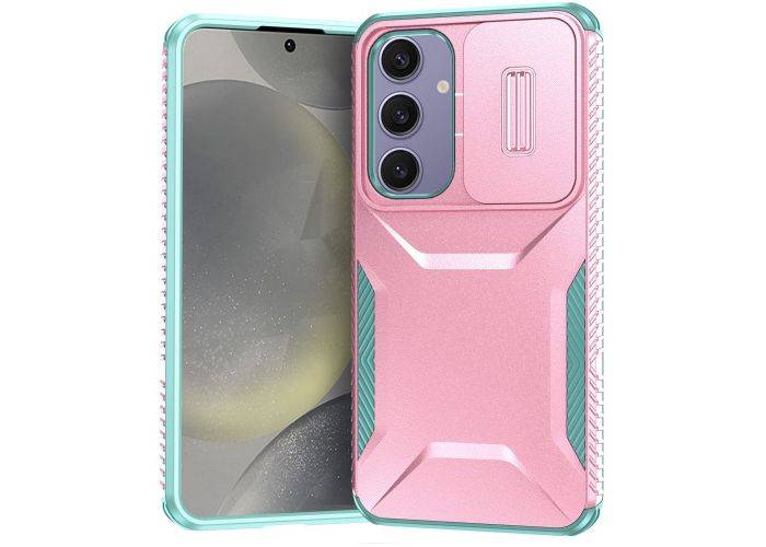 Samsung Galaxy S24 FE - SLIDE shockproof Hybrid cover - Pink/grågrøn