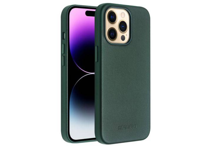 iPhone 14 Pro Max - Qialino Magsafe cover i ægte læder - Grøn