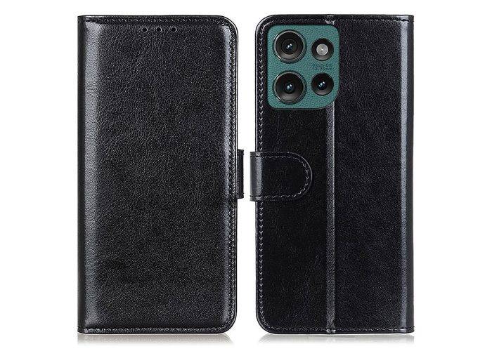 Motorola Edge 50 Neo 5G - Classic læder cover / pung - Sort