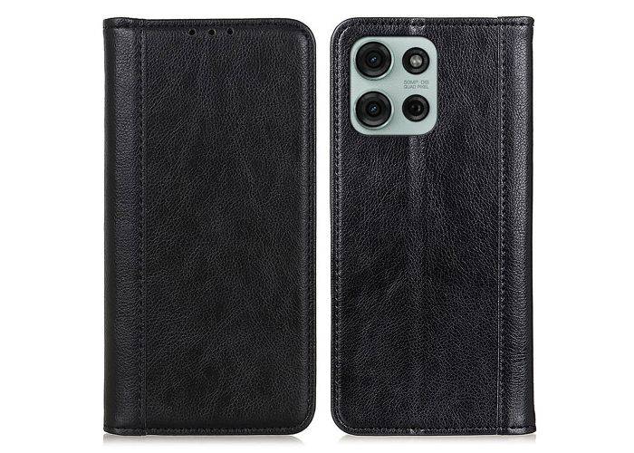 Motorola G75 - Ægte læder cover / pung - Sort