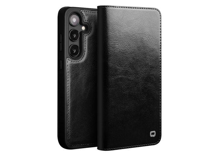 Samsung Galaxy S25 - QIALINO "Classic" ægte læder cover / pung - Sort