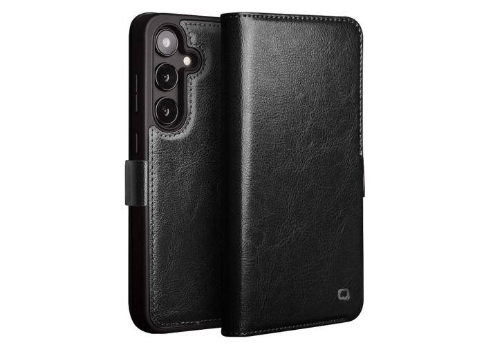 Samsung Galaxy S25 - QIALINO Classic Slim ægte læder cover - Sort