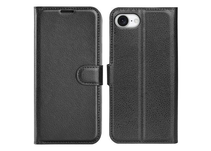 iPhone 17e / 16e - Læder cover / pung - Sort