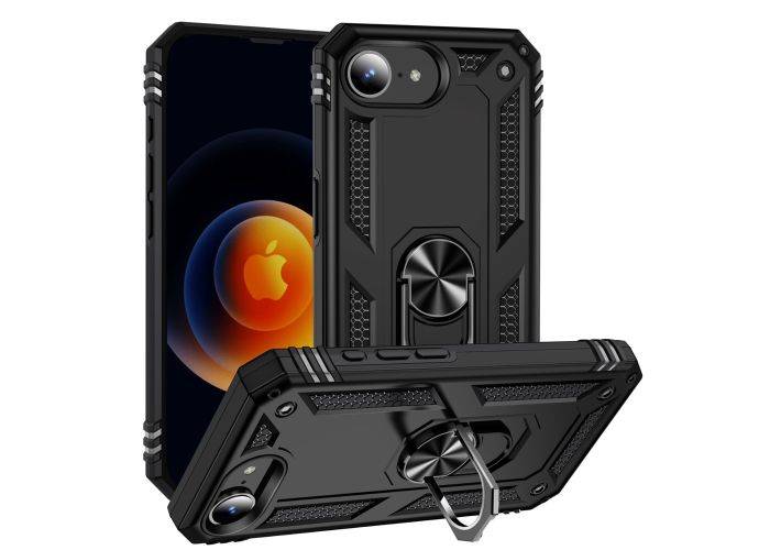 iPhone 17e / 16e - Shockproof håndværker cover m/ Kickstand - Sort