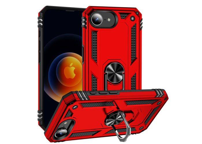 iPhone 17e / 16e - Shockproof håndværker cover m/ Kickstand - Rød