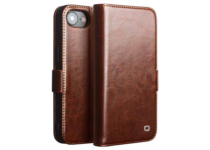 iPhone 17e / 16e - QIALINO Classic Slim ægte læder cover - Brun