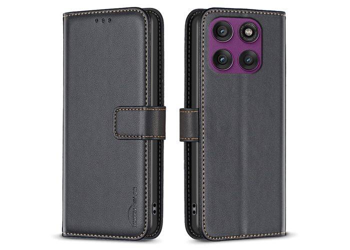 Motorola Edge 60 Pro 5G - BINFEN læder cover / pung - Sort