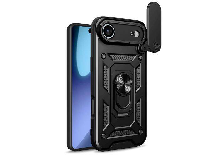 iPhone 17 Air - SLIDE Hybrid cover med kickstand - Sort
