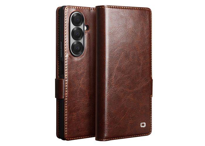 Samsung Galaxy Z Fold7 - QIALINO Classic ægte læder cover - Mørk brun