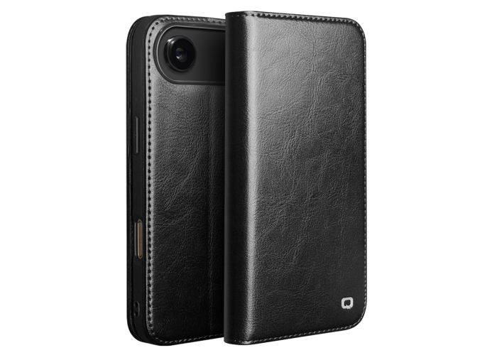 iPhone 17 Air - QIALINO "Classic" ægte læder cover / pung - Sort